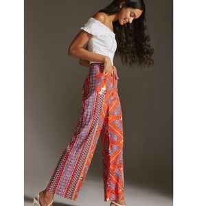 Anthropologie Maeve The Colette Wide Leg Cropped Linen Pants  Size 12